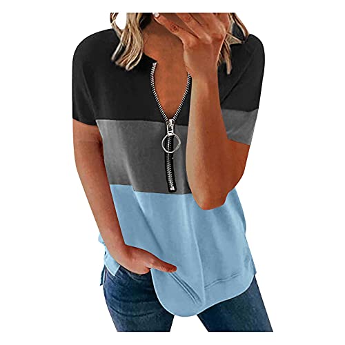 sexy Bluse Knoten Tshirt Damen top Damen Sommer Toten Hosen t Shirt blusen Damen 3/4 arm Shirt Damen unterziehrolli Damen Basic Tops Oversize Shirt Damen Set von XTBFOOJ