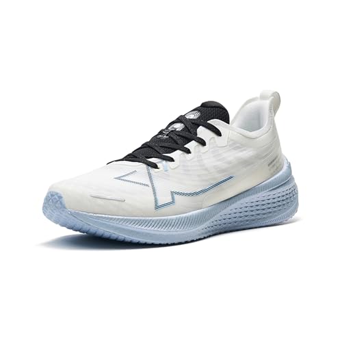 XTEP 2000 KM Herren Laufschuhe Bequeme tragbare Mode Sport Laufschuhe Zweitausend Kilometer Elfenbein/Schwarz/Abend Nebelblau Size 43 von XTEP