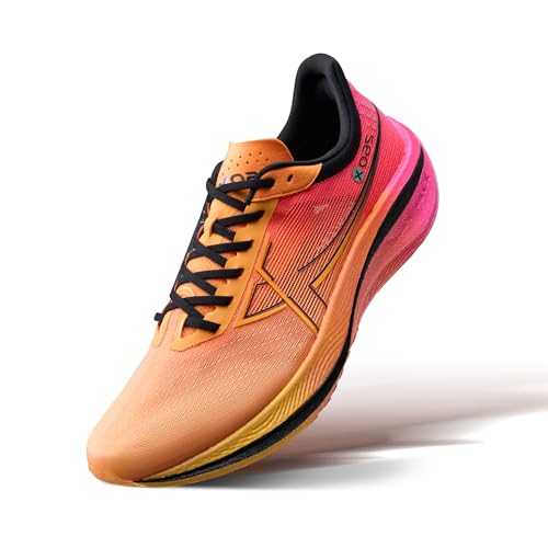 XTEP 260X Herren Laufschuhe Renntraining Carbon Plate Marathon Laufschuh Rebound über 85% Mandarine Orange/Gelb Orange/Fluoreszierender Charm Rot Size 43 von XTEP