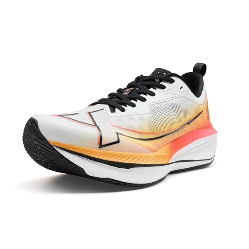 XTEP One-Piece 2.0 Herren Laufschuhe Stoßdämpfende Schuhe für Marathonlauf & Training weiß/orange/rot Größe 43 von XTEP