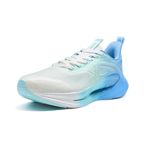 XTEP Wasserstoff Wind 7.0 Herren Stoßdämpfer rutschfeste Niedrige Knöchel Laufschuhe Segel weiß/Microwave Blue Size 45 von XTEP