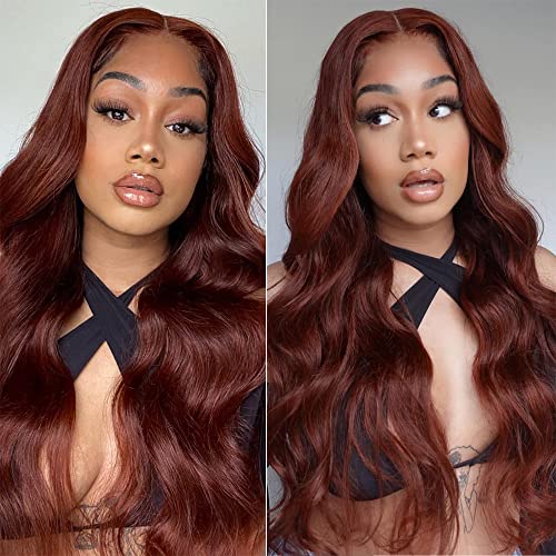 XTERFSTY Rotbraun 13X6 HD Front Body Wave Spitze Echthaarperücken 180 Dichte Braun Farbe Glueless Front Wave Perücken für Frauen Schwarz Kupfer Rot Pre Arran von XTERFSTY