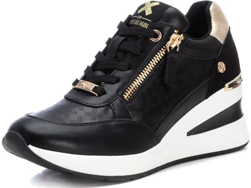 XTI - Damen-Sneaker mit Reißverschluss, Farbe: Schwarz, Größe: 37, Schwarz , 37 EU von XTI