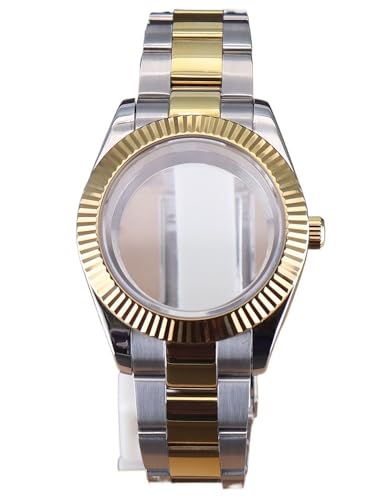 XTINKOPW 1 Stück 36 mm/40 mm Luxus-Uhrengehäuse for Herren mit geriffeltem Armband, Teile for Datejust Nh35 Nh36 Nh38 Eta2824 Miyota 8215 Uhrwerk, 28,5 mm Zifferblatt(Glass Cover 2,40mm NH35 NH36) von XTINKOPW