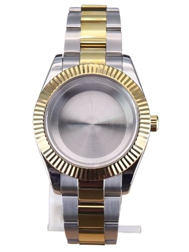 XTINKOPW 1 Stück 36 mm/40 mm Luxus-Uhrengehäuse for Herren mit geriffeltem Armband, Teile for Datejust Nh35 Nh36 Nh38 Eta2824 Miyota 8215 Uhrwerk, 28,5 mm Zifferblatt(Solid Cover 2,40mm Miyota 8215) von XTINKOPW