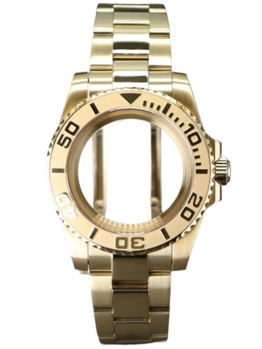 XTINKOPW 1 Stück 40 mm Gold-Pvd-Uhrengehäuse mit Schiebeschnalle for Yacht NH35 NH36 NH38 4R36 Miyota 8215 8205 2824 Uhrwerk, 28,5 mm Zifferblatt(10mm,NH34 35 36 38) von XTINKOPW