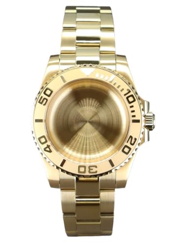 XTINKOPW 1 Stück 40 mm Gold-Pvd-Uhrengehäuse mit Schiebeschnalle for Yacht NH35 NH36 NH38 4R36 Miyota 8215 8205 2824 Uhrwerk, 28,5 mm Zifferblatt(Rose Gold,NH34 35 36 38) von XTINKOPW