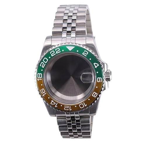 XTINKOPW 1 Stück 40 mm Herrenuhrgehäuse 5-Glieder-Armband Grün und Gelb GMT for Nh34 Nh35 Nh36/38 ETA 2824 Miyota 8215 Uhrwerk 28,5 mm(Solid Cover 1,Miyota 8215) von XTINKOPW