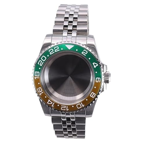 XTINKOPW 1 Stück 40 mm Herrenuhrgehäuse 5-Glieder-Armband Grün und Gelb GMT for Nh34 Nh35 Nh36/38 ETA 2824 Miyota 8215 Uhrwerk 28,5 mm(Solid Cover 2,Miyota 8215) von XTINKOPW