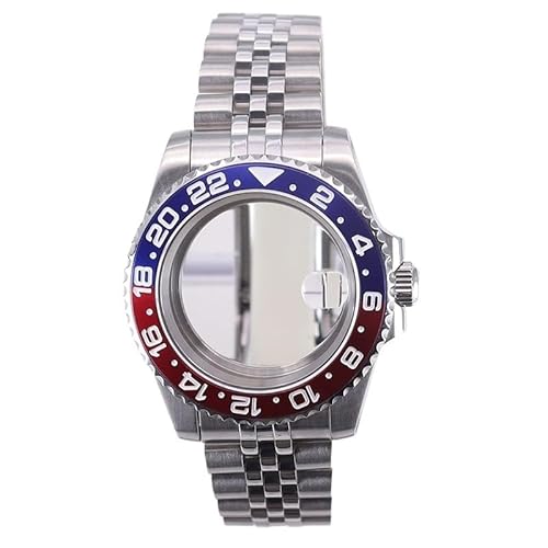 XTINKOPW 1 Stück 40 mm Luxus-Uhrengehäuse for Herren, 5-Glieder-Armband, GMT-Lünette, Glas for Nh34 Nh35 Nh36 Eta2824 Miyota 8215 Uhrwerk, 28,5 mm(Glass Cover 1,NH34 35 36 38) von XTINKOPW