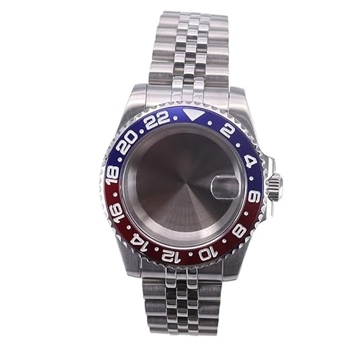 XTINKOPW 1 Stück 40 mm Luxus-Uhrengehäuse for Herren, 5-Glieder-Armband, GMT-Lünette, Glas for Nh34 Nh35 Nh36 Eta2824 Miyota 8215 Uhrwerk, 28,5 mm(Solid Cover 1,ETA 2824) von XTINKOPW