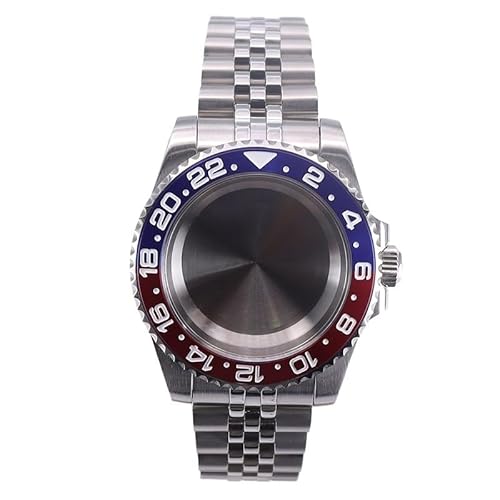 XTINKOPW 1 Stück 40 mm Luxus-Uhrengehäuse for Herren, 5-Glieder-Armband, GMT-Lünette, Glas for Nh34 Nh35 Nh36 Eta2824 Miyota 8215 Uhrwerk, 28,5 mm(Solid Cover 2,ETA 2824) von XTINKOPW