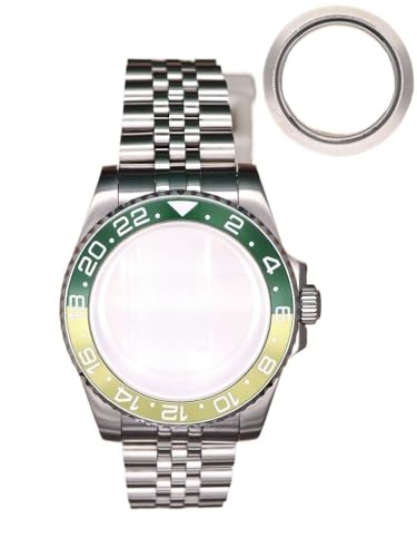XTINKOPW 1 Stück 40 mm Nh35 Uhrengehäuse-Armband Kristall for Nh35 Nh34 NH36 NH38 ETA 2824 Miyota 8215 Uhrwerk GMT Zweifarbige Lünette(7 Color Fast Flash,Miyota 8215) von XTINKOPW