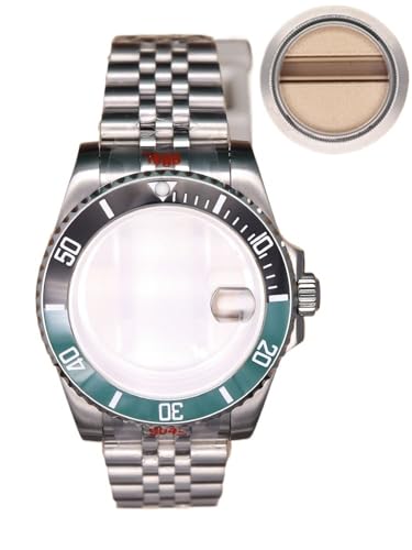 XTINKOPW 1 Stück 40 mm Nh35 Uhrengehäuse-Armband Kristall for Nh35 Nh34 NH36 NH38 ETA 2824 Miyota 8215 Uhrwerk GMT Zweifarbige Lünette(Brass,Miyota 8215) von XTINKOPW