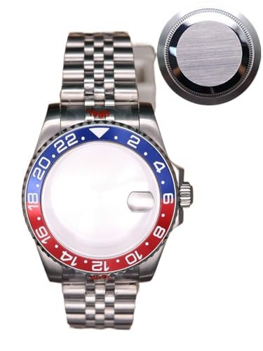 XTINKOPW 1 Stück 40 mm Nh35 Uhrengehäuse-Armband Kristall for Nh35 Nh34 NH36 NH38 ETA 2824 Miyota 8215 Uhrwerk GMT Zweifarbige Lünette(Green,Miyota 8215) von XTINKOPW