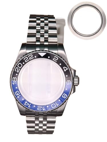 XTINKOPW 1 Stück 40 mm Nh35 Uhrengehäuse-Armband Kristall for Nh35 Nh34 NH36 NH38 ETA 2824 Miyota 8215 Uhrwerk GMT Zweifarbige Lünette(P4/8,Miyota 8215) von XTINKOPW