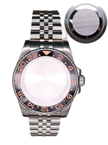 XTINKOPW 1 Stück 40 mm Nh35 Uhrengehäuse-Armband Kristall for Nh35 Nh34 NH36 NH38 ETA 2824 Miyota 8215 Uhrwerk GMT Zweifarbige Lünette(T1/6#,Miyota 8215) von XTINKOPW