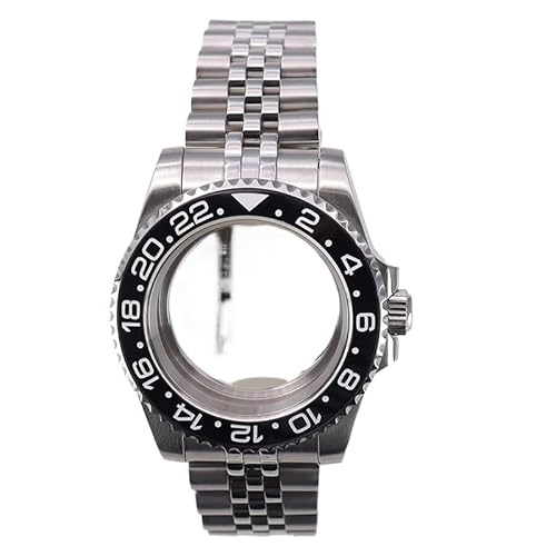 XTINKOPW 1 Stück 40 mm Taucheruhrgehäuse 5-Glieder-Armband for GMT Nh35 Nh36 Nh38 2824 8215 Uhrwerk 28,5 mm Zifferblatt Schwarze Keramiklünette(Glass Cover 2,NH34 35 36 38) von XTINKOPW