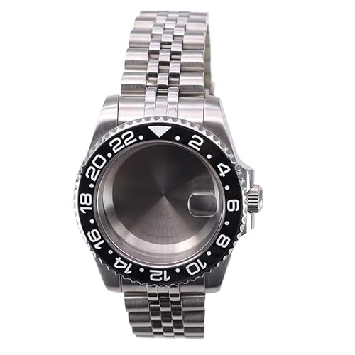 XTINKOPW 1 Stück 40 mm Taucheruhrgehäuse 5-Glieder-Armband for GMT Nh35 Nh36 Nh38 2824 8215 Uhrwerk 28,5 mm Zifferblatt Schwarze Keramiklünette(Solid Cover 1,NH34 35 36 38) von XTINKOPW