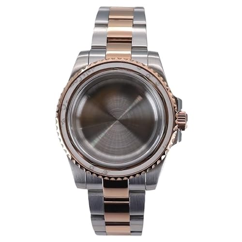 XTINKOPW 1 Stück 40 mm Uhrengehäuse-Armband for Sea Dweller NH35 NH36 4R36 2824 Miyota 8215 Uhrwerk, 28,5 mm Zifferblatt, Silber/Roségold(Solid Cover 2,ETA 2824) von XTINKOPW