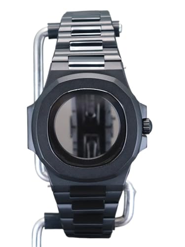 XTINKOPW 1 Stück 40 mm Uhrengehäuse Armband passend for modifiziertes Nautilus NH35 NH36 Uhrwerk Kristallglas 30,8 mm Zifferblatt Zubehör(Black 1) von XTINKOPW