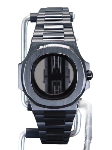 XTINKOPW 1 Stück 40 mm Uhrengehäuse Armband passend for modifiziertes Nautilus NH35 NH36 Uhrwerk Kristallglas 30,8 mm Zifferblatt Zubehör(Black 2) von XTINKOPW