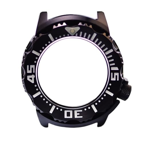 XTINKOPW 1 Stück Uhrengehäuse, 42 mm, Edelstahl, Monster Diver, Uhrengehäuse, Glas, 200 m wasserdicht, geeignet for NH35/36-Uhrwerk(Full Black) von XTINKOPW
