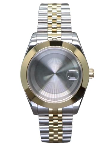 XTINKOPW 1 stück 36mm 40mm Herrenuhrengehäuse Gold-silbriges Armband for Air King NH35 NH36 Miyota 8215 Uhrwerk 28,5mm(Solid Cover 1,36mm Miyota 8215) von XTINKOPW