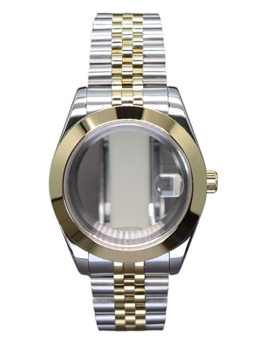 XTINKOPW 1 stück 40mm 36mm Abgeschrägte Kante Fall Herrenuhr Gold Silbrig Armband Teile for Air King NH35 NH36 NH34 NH38 8215 Bewegung(Glass Cover 1,40mm) von XTINKOPW