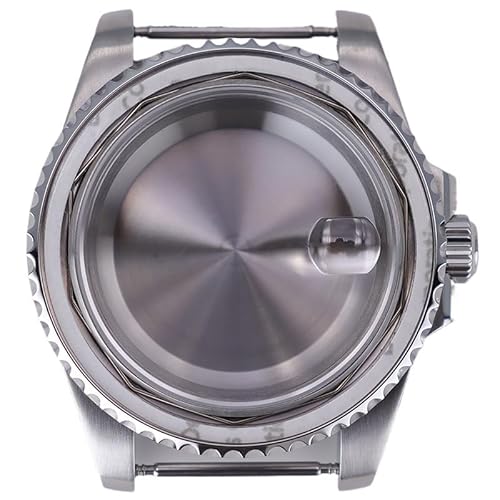 XTINKOPW 1 stück 40mm Silbrig Fall Männer Uhr Teile Kristall for Yacht NH35 NH36 NH38 ETA 2824 Miyota 8215 Bewegung 28,5 mmZifferblatt(Solid Cover 1,NH34 35 36 38) von XTINKOPW