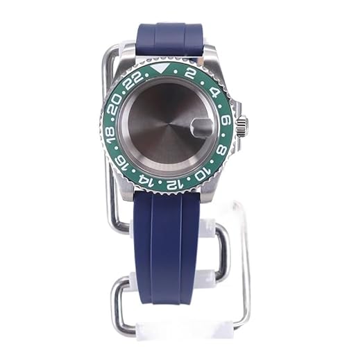 XTINKOPW 40 mm Herren-Taucheruhrengehäuse, Gummiarmband for Nh35 Nh34 Nh36 Nh38 Miyota 8215 Eta2824 Uhrwerk, 28,5 mm Zifferblatt, GMT Master SUB(Blue Rubber Band 19,ETA 2824) von XTINKOPW