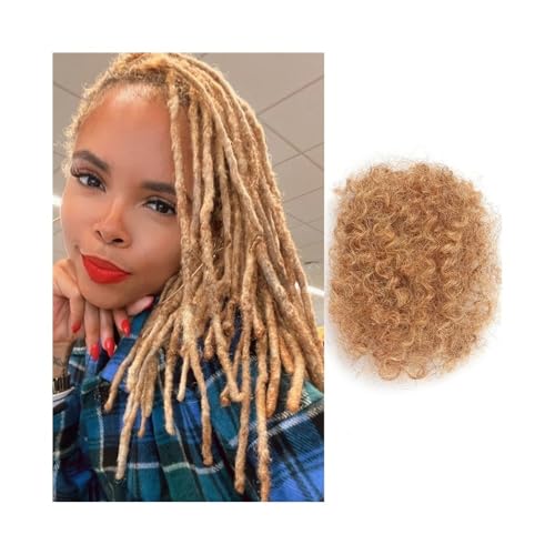 Boho Zöpfe Afro Kinkys Echthaar in großen Mengen for Dreadlock-Extensions, 27#, blondes Afro-Häkelhaar for schwarze Frauen for Braiding(6inches) von XTJS56QB