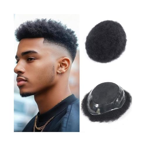 Dekoration Afro Curly Men Toupet Echthaarteil Atmungsaktive feine Monospitze mit PU um die Kapillarprothese for Männer flauschig Dekoration Afro Curly Men Toupet Echthaarteil Atmungsaktive feine Monospitze mit PU um die Kapillarprothese for Männer flauschig von XTJS56QB