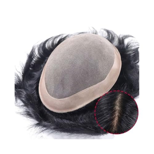Dekoration Atmungsaktives feines Mono-Top mit NPU um Männer Toupet Echthaar-Systeme Herren Haarprothese flauschig(6x9) von XTJS56QB
