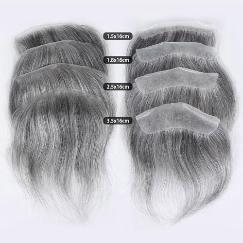Dekoration Männer Stirn Haaransatz Toupet 1B60# Grau Indisches Menschenhaar PU Haut Männliche Haarteile Frontal Haar Topper flauschig(16x2.5cm) von XTJS56QB