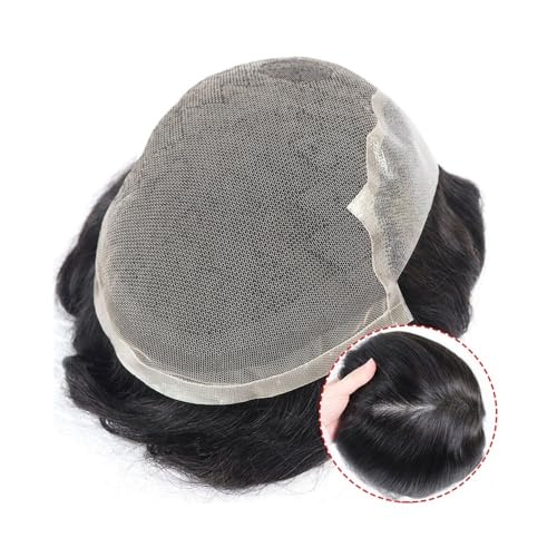 Dekoration Q6 Basis Herren Haarteil Lace Top mit PU Around Men Toupet Echthaar Herren Ersatzsysteme flauschig(8x10) von XTJS56QB