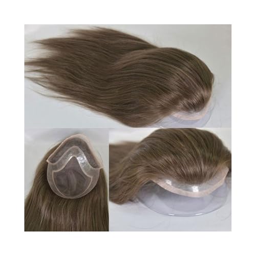 Dekoration Swiss Lace Front Men Toupee 8"x10" Mono Lace PU Hairpiece 12" Long Human Hair System Units flauschig(#4 Color) von XTJS56QB