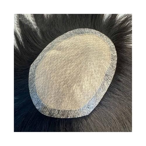 Dekoration Toupet for Männer Atmungsaktive Seidenbasis PU um männliche Haarprothese Echthaar Männer Haarteile flauschig(15cmx20cm) von XTJS56QB