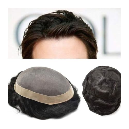 Dekoration Toupet for Männer aus menschlichem Haar, 10 mm gewellte Monospitze, mit NPU um die Prothese herum, Ersatzhaarteile for Männer flauschig(6x8) von XTJS56QB