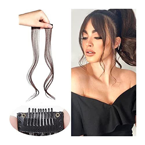 Fringe 2 Stück 30–35 cm lange seitliche Luft-Pony, natürliche lockige Clip-in-Pony-Frontseiten-Pony for Frauen, täglicher Gebrauch, gefälschte Fransen-Clip-in-Haarverlängerungs-Zubehör Haarverlängerun von XTJS56QB