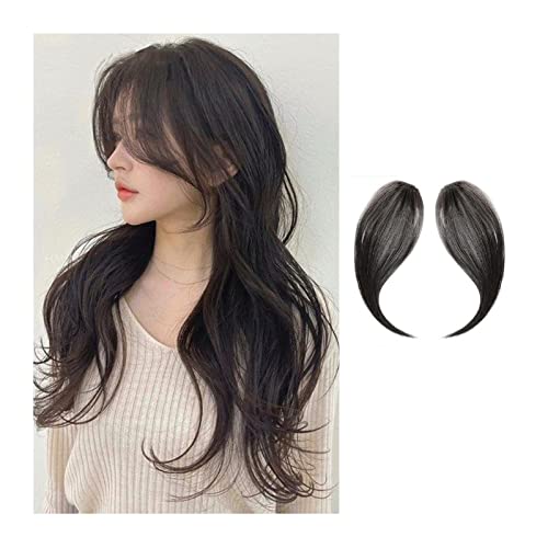 Fringe 2 Stück synthetische gefälschte Fransen Damen Fransen Clip-in-Haar-Pony-Haarteil Naturhaar Mittelteil Zwei Seiten Bang-Haarteil Clip-in-Extensions Haarverlängerungen(Natural black) von XTJS56QB