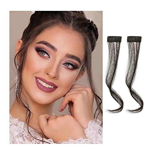 Fringe 2 Teile/satz Synthetische Haar Pony Clip in Front Side Pony Wellige Lockige Haarverlängerungen 30/35 CM Lange Natürliche Drachen bart Pony Haarteil for Frauen Haarverlängerungen(35cm Brown Blac von XTJS56QB