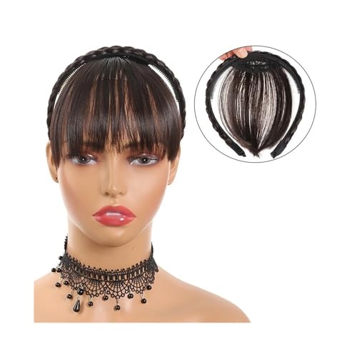 Fringe Air Bangs Haarbänder Perücken Synthetische Pony Haarbänder Perücken Einfach zu tragen for Frauen im Alltag Haarverlängerungen(BROWNISH BLACK) von XTJS56QB