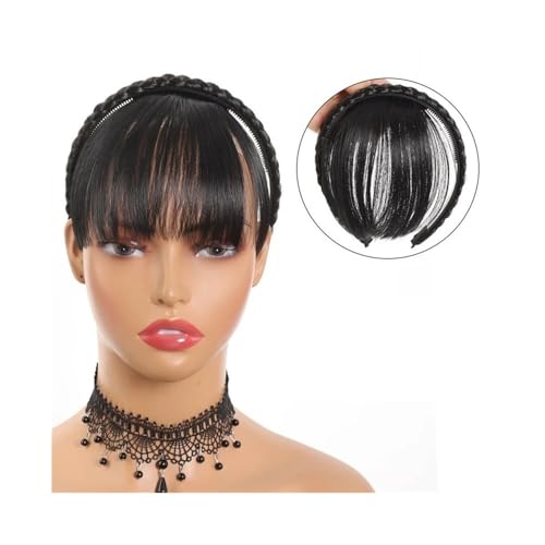 Fringe Air Bangs Haarbänder Perücken Synthetische Pony Haarbänder Perücken Einfach zu tragen for Frauen im Alltag Haarverlängerungen(NATURAL BLACK) von XTJS56QB