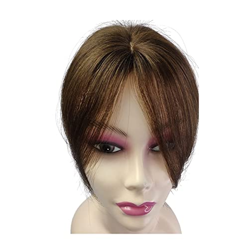 Fringe Clip-in-Echthaar-Pony-Mittelteil, indisches Fransen-Haarteil, glattes Naturhaar, Kronenaufsatz, Clip-in-Top-Haarteil for Frauen mit dünner werdendem Haar Haarverlängerungen(Light Brown) von XTJS56QB