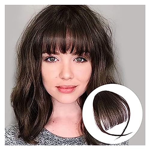 Fringe Clip-in-Pony-Extensions, Wispy Bangs, Fransen-Haarteile for Frauen, Clip-on-Air-Bangs, flache, ordentliche Pony-Haarverlängerung for den täglichen Gebrauch Haarverlängerungen(Dark Brown) von XTJS56QB