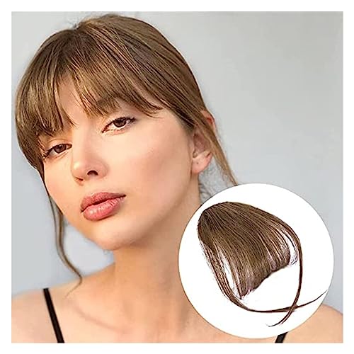 Fringe Clip-in-Pony-Extensions, Wispy Bangs, Fransen-Haarteile for Frauen, Clip-on-Air-Bangs, flache, ordentliche Pony-Haarverlängerung for den täglichen Gebrauch Haarverlängerungen(Light Brown) von XTJS56QB
