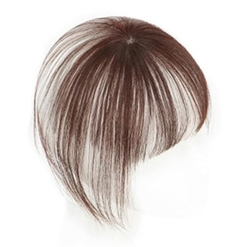 Fringe Echthaar-Pony mit Clip-in-Oberteil, nahtloser Topper und Fransenverlängerung, 3D-natürliche Fransen-Clip-in-Pony, brasilianische Nicht-Remy-Haarteile for Frauen Haarverlängerungen(Mocha Brown) von XTJS56QB
