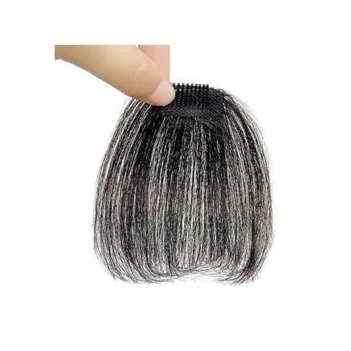 Fringe Pony for Herren, Clips in Echthaar, Pony-Abdeckung, hohe Stirn, natürlicher Fake-Pony, Fransenverlängerung Haarverlängerungen(Brown black,Klein) von XTJS56QB