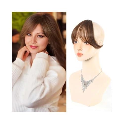 Fringe Synthetischer Clip-In-Pony for Frauen, gerader Mittelscheitel, Fake-Pony mit Schläfen Haarverlängerungen(Light Brown) von XTJS56QB